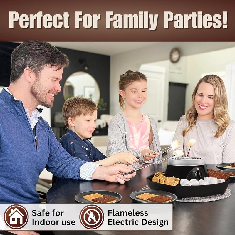 S'MORES GALORE ™ Electric Smores Maker Tabletop Indoor - Perfect Family Smore Maker All Year Long - Indoor Marshmallow Roaster Smores Kit w/Serving Tray - Party Sized Electric S'mores Maker - Image 2